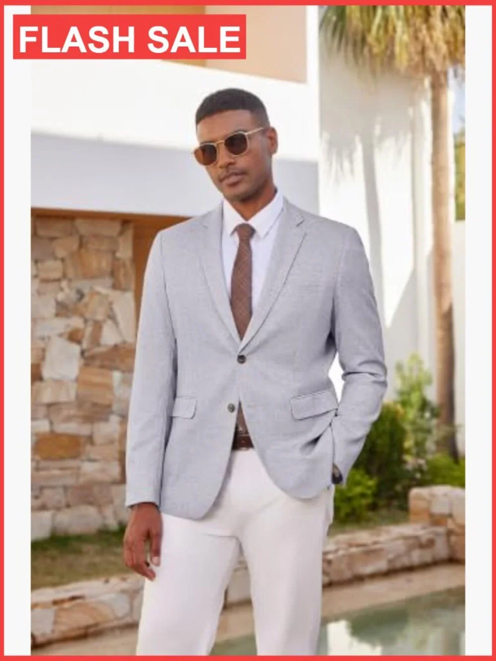 Men's Casual Linen Blend Blazer Lightweight Sport Coat Notch Lapel Two Button